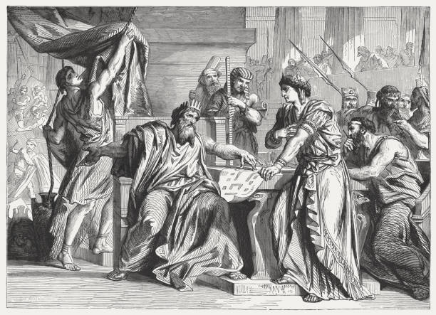 david zleca salomonowi budowę świątyni (1 kroniki 28) - david stock illustrations