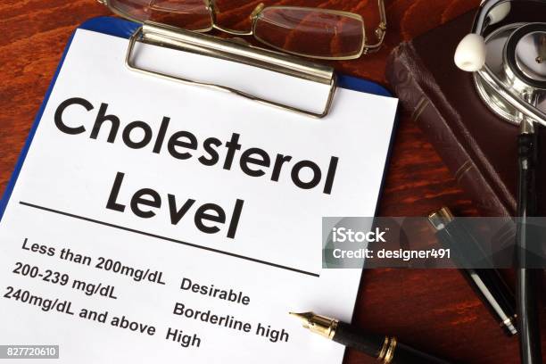 Cholesterol Level Chart On A Table Medical Concept Stock Photo - Download Image Now
