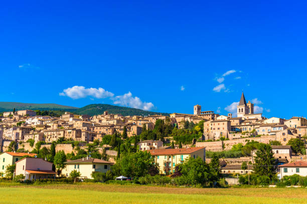 Panoramic view of the medieval and beautiful italian town of Spello in Umbria