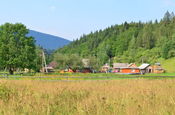 istock The village in mountains. 827728656
