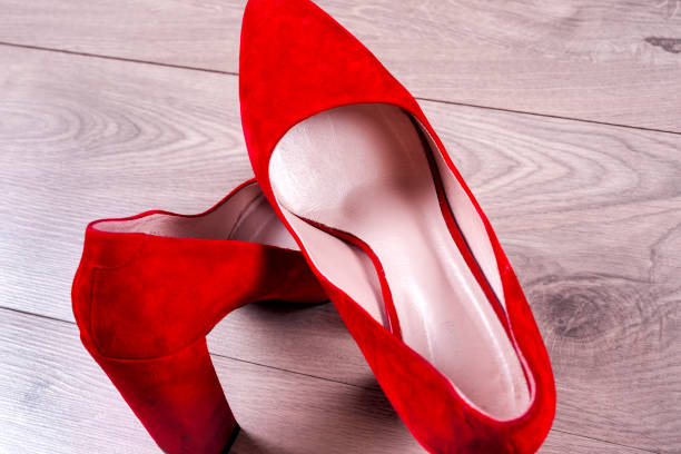 istock Red female shoes on high heels 827749952