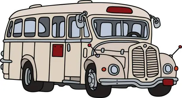 Vector illustration of Old cream bus