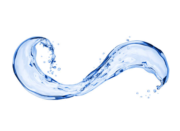 istock Water splashes with drops in motion isolated on white background 827769590