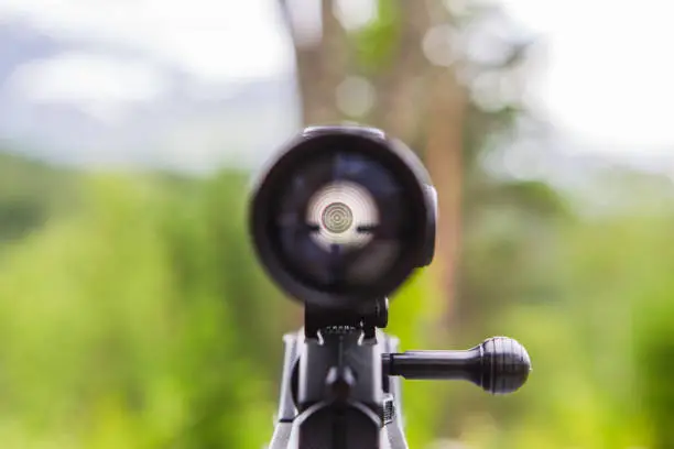 Sniper gun scope view.