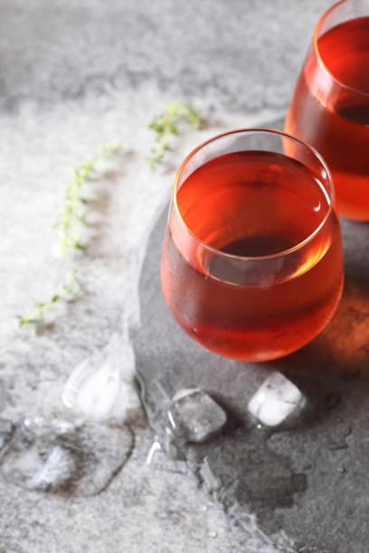 istock Two glass of cold rose wine 827775748