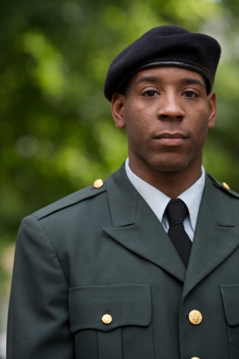 Portrait of African American Soldier in Uniform