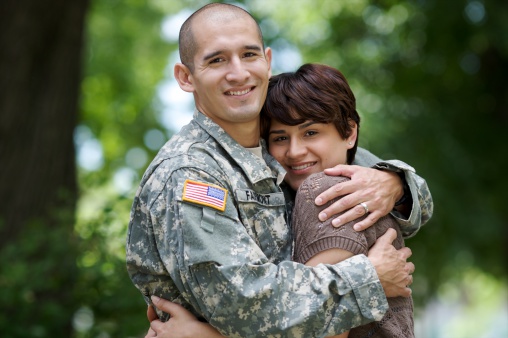 Portrait of a Hispanic/Latin Soldier and his girlfriend/wife.