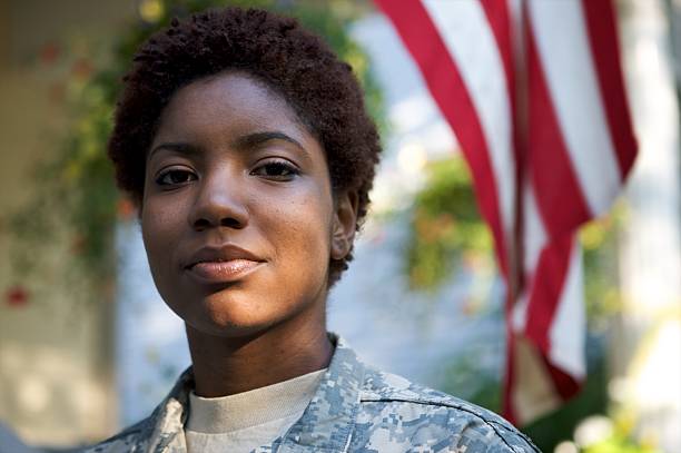 portrait of soldier in uniform  - us military fotografías e imágenes de stock