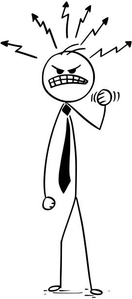 ilustrações de stock, clip art, desenhos animados e ícones de cartoon illustration of angry businessman, boss or manager. - retail occupation flash