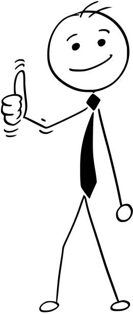 Cartoon Illustration Of Happy Smiling Bossmanager Or Businessman Showing  Thumbs Up Gesture Stock Illustration - Download Image Now - iStock