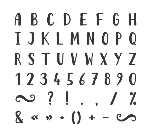 czcionka odręczna ze znakami interpunkcyjnymi - question mark number exclamation point ampersand stock illustrations