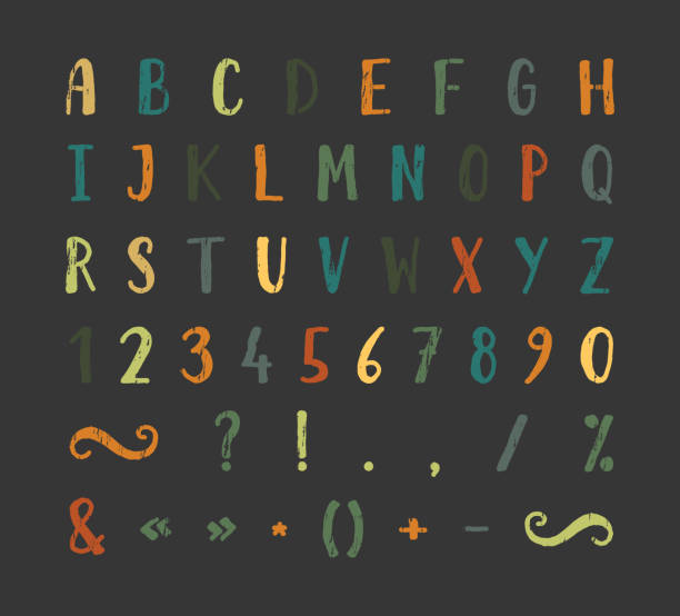 czcionka odręczna ze znakami interpunkcyjnymi - question mark number exclamation point ampersand stock illustrations