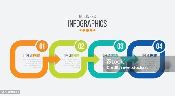 Modèle Dinfographie De Chronologie Vector 4 Étapes Avec Des Flèches Vecteurs libres de droits et plus d'images vectorielles de Graphisme d'information