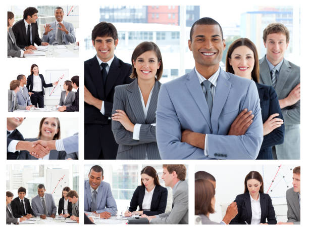 istock Collage of businesspeople in many situations 827788912