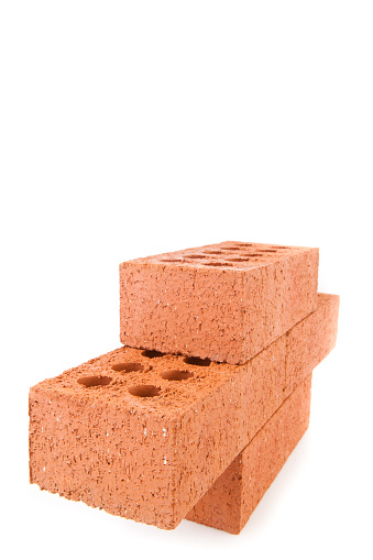 Four Bricks Four Clay Bricks From The Side Stacked As A Wall Stock Photo - Download ...