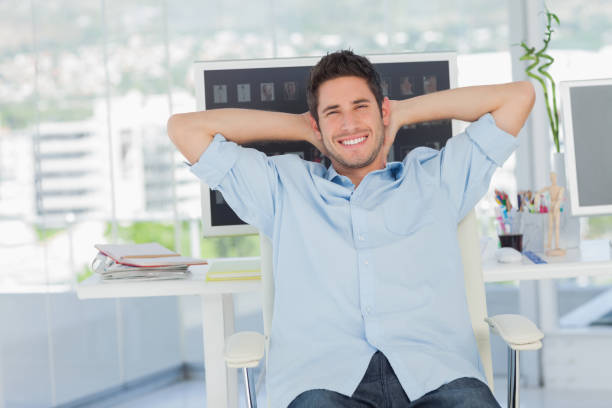 istock Cheerful creative business employee resting 827803938