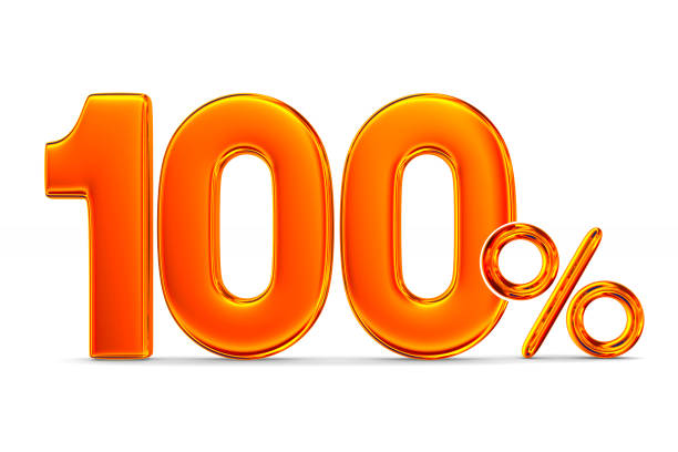 One hundred percent on white background. Isolated 3D illustration