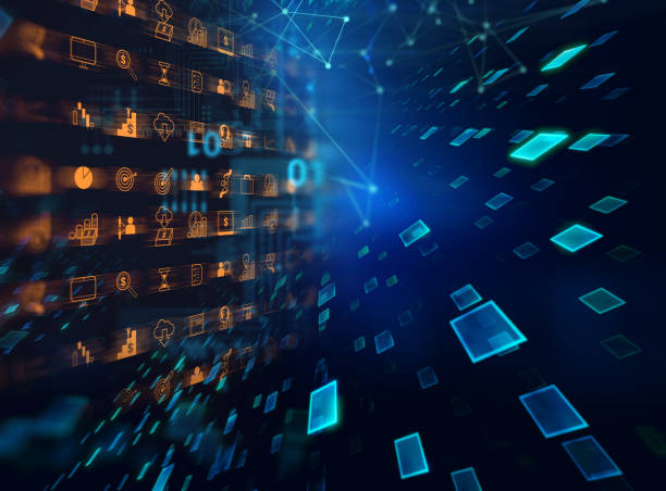 istock business and learning icon  on blue technology background 827813666