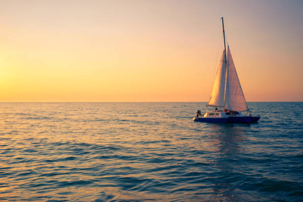 istock Yacht at Sea and Sunset 827826726