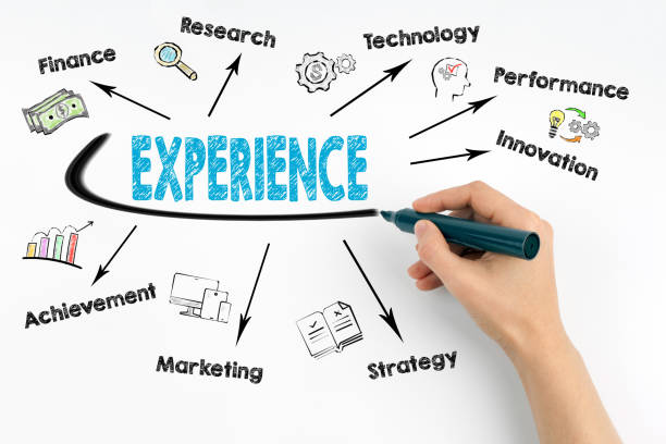 istock Experience Concept. Chart with keywords and icons 827829986