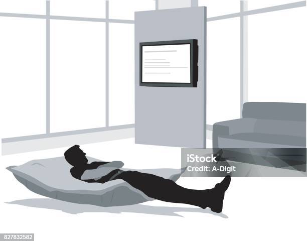 Modern Television Setup Stock Illustration - Download Image Now - Sofa, Black Color, Lying Down