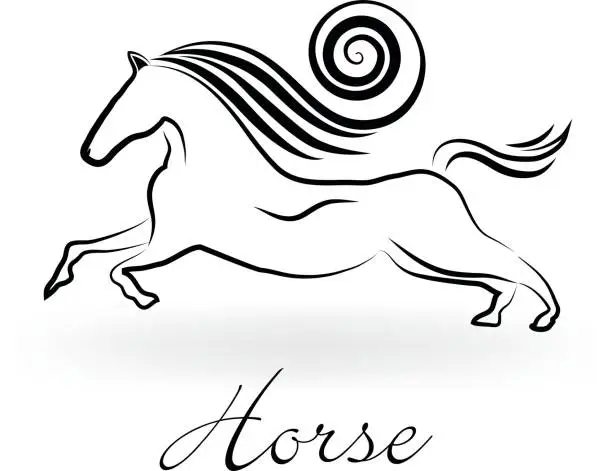 Vector illustration of Horse swirl hair icon vector image