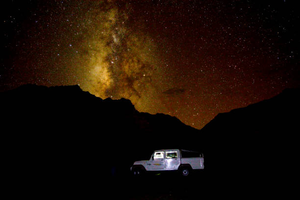 istock Silhouette of mountain with star in sky 827834420