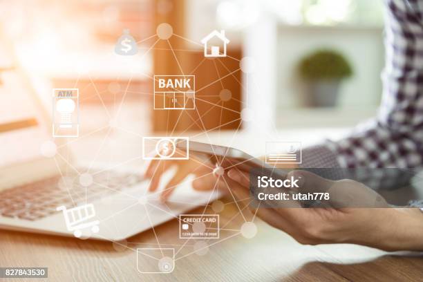 Mobile Bankingnetz Stockfoto und mehr Bilder von Onlinebanking - Onlinebanking, Bankgeschäft, Bank