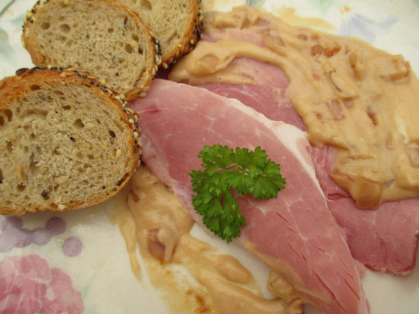 istock Ham Slices with Cream  bread toasts 827848212