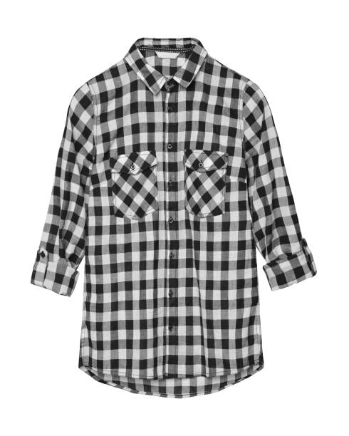 istock Black and white checked shirt isolated on white 827848300