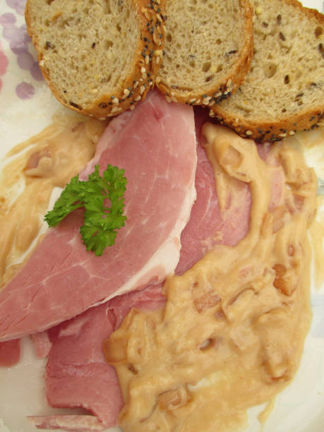 istock Ham Slices with Cream  bread toasts 827848588