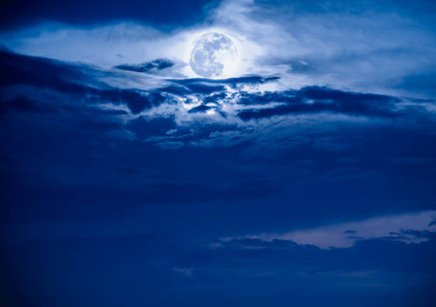 istock Night sky with beautiful full moon, serenity nature background. 827849108