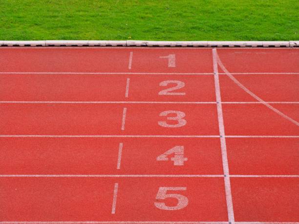 istock Starting point and finish line in the stadium 827855348