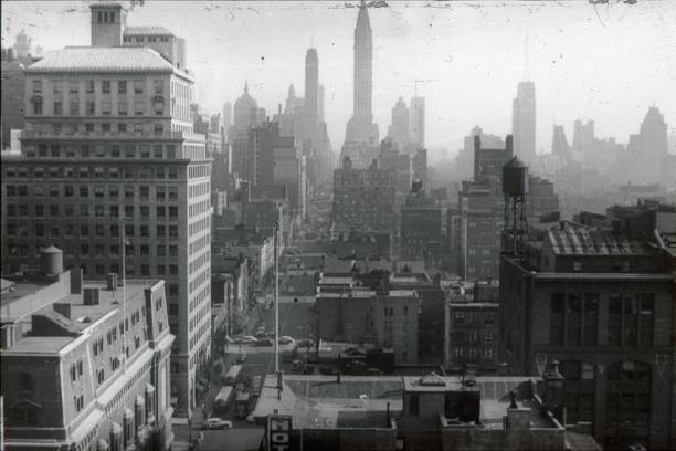 New York City, NYS, USA, 1951.Southern view of Lexington Avenue (left) towards Chrysler Building.