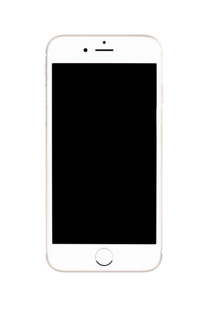 varna, bulgarie - 22 septembre 2016 : vue de face de maquette de 6 s gold apple iphone avec écran noir. isolé sur blanc. - mockup iphone photos et images de collection