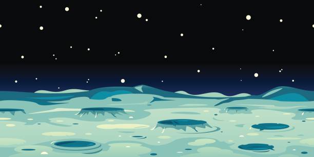 Moon Landscape Background vector art illustration