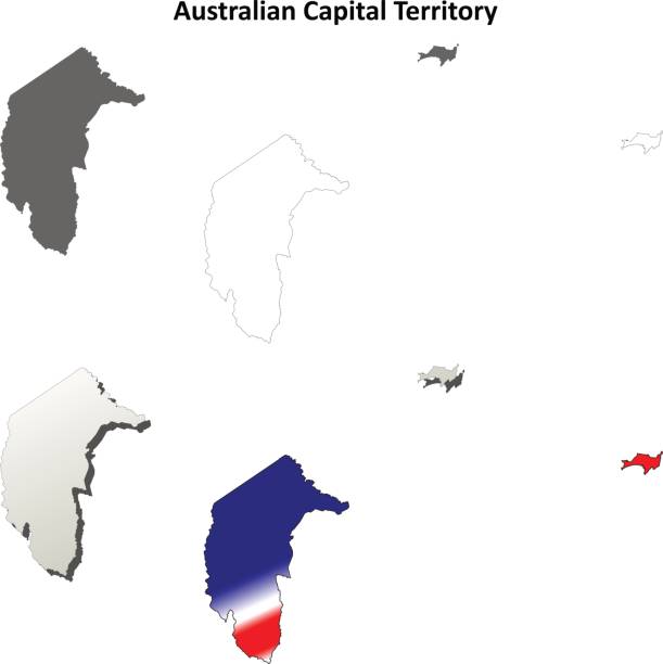 illustrazioni stock, clip art, cartoni animati e icone di tendenza di set di mappe di struttura del territorio della capitale australiana - australian capital territory