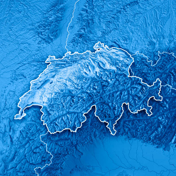 istock Switzerland Country 3D Render Topographic Map Blue Border 827879916