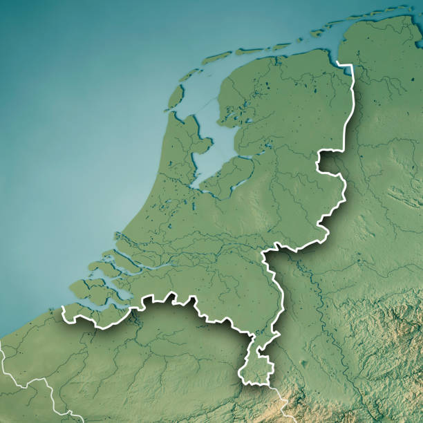 istock Netherlands Country 3D Render Topographic Map Border 827880338