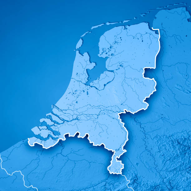 3D Render of a Topographic Map of the Netherlands.\nAll source data is in the public domain.\nBoundaries Level 0: Humanitarian Information Unit HIU, U.S. Department of State (database: LSIB)\nhttp://geonode.state.gov/layers/geonode%3ALSIB7a_Gen\nRelief texture and Rivers: SRTM data courtesy of USGS. URL of source image: \nhttps://e4ftl01.cr.usgs.gov//MODV6_Dal_D/SRTM/SRTMGL1.003/2000.02.11/\nWater texture: SRTM Water Body SWDB:\nhttps://dds.cr.usgs.gov/srtm/version2_1/SWBD/