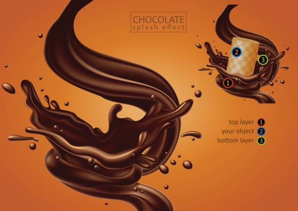 schokolade werbung design, detaillierte hoch realistische darstellung - schokolade stock-grafiken, -clipart, -cartoons und -symbole