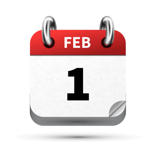 istock Bright realistic icon of calendar with 1 febraury date on white 827896054