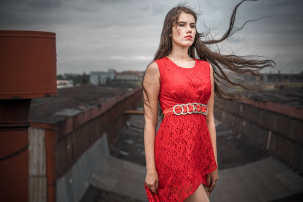 Lovely Woman on Roof