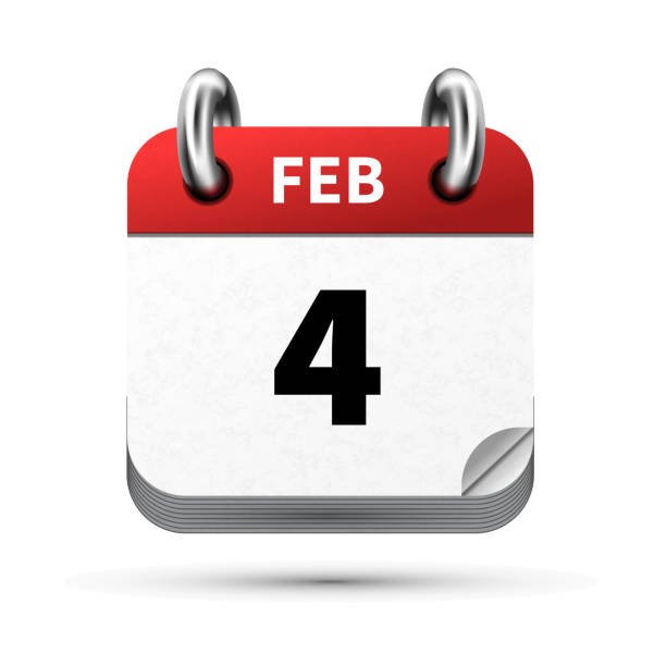istock Bright realistic icon of calendar with 4 February date on white 827897130