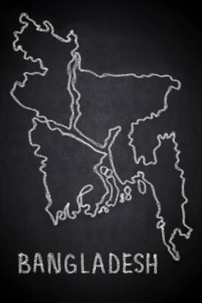 Map of Bangladesh , Asia, hand drawn with chalk on blackboard