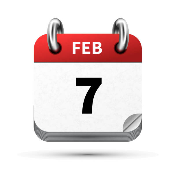 istock Bright realistic icon of calendar with 7 February date on white 827900142