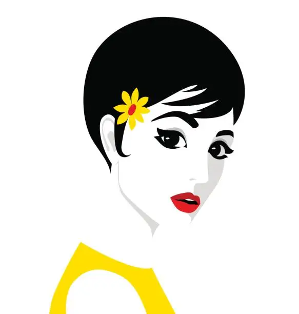 Vector illustration of Beautiful girl with flower in her hair