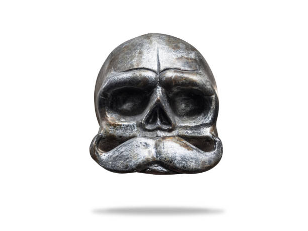 Black skull on the side, Halloween concept, isolated on white background with clipping path.