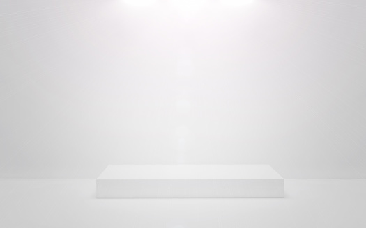 White podium on a white background. 3d rendering
