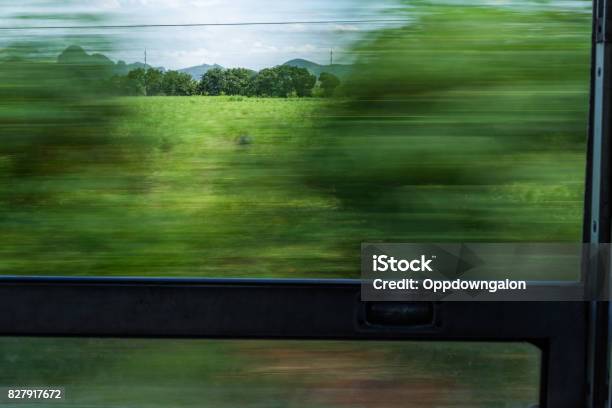 Window Texture Train Motion Blur Train Window View With Green Trees And Sky Stock Photo ...